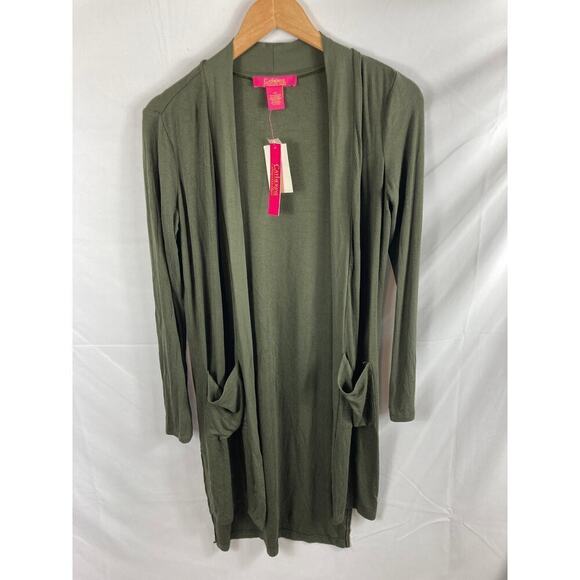 NWT Catherine MaLandrino Ribbed Longline Cardigan sweater XS - Picture 2 of 4